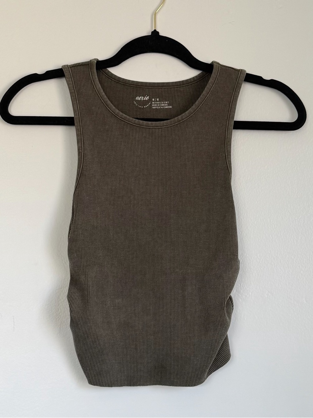 aerie Olive Ribbed Scoop Neck Tank